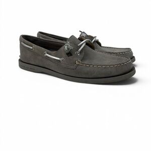 Sperry‎ Top-Sider Women's 8M Gray Suede Boat Shoes Metallic Laces